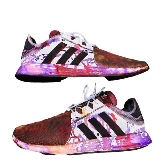 Rare Trashed Tie Dyed Adidas X_PLR Sneakers Size 12 - Picture 5 of 15